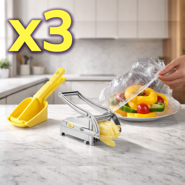 حزمة أدوات المطبخ العملية – قطاعة بطاطا، هراسة، وأكياس حفظ الطعام -لكل مرأة - طلب 3 حزم