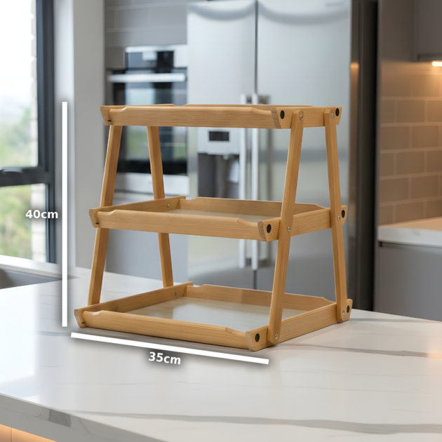 رف من الخشب الأحمر ب3 طوابق أنيق ينظم مساحتك بلمسة عصرية