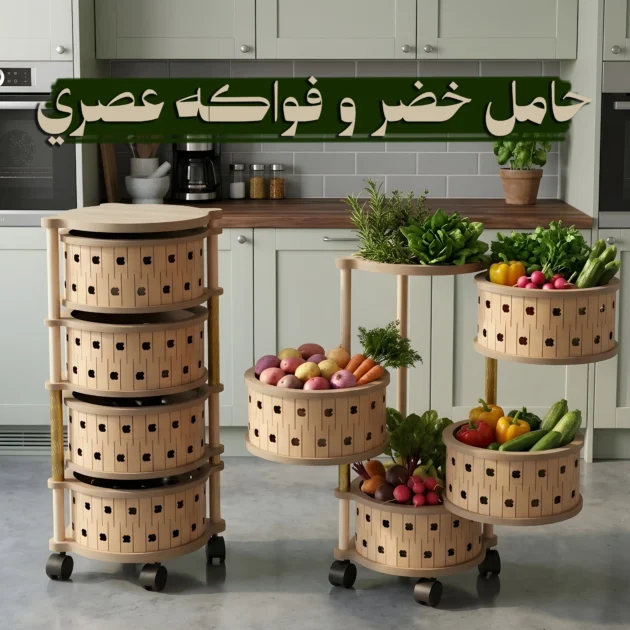 حامل خضر وفواكه ب4 طوابق و بعجلات